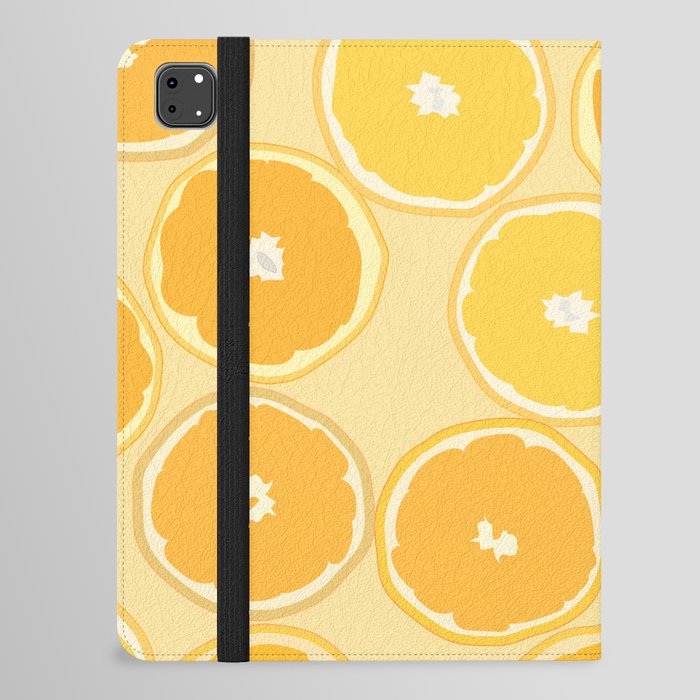Oranges - Orange Summer Vibe Pattern on Yellow iPad Folio Case