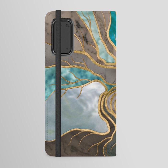 Taupe and teal Marble Tree of life Android Wallet Case