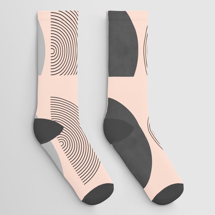Abstraction_NEW_SUNSET_BLACK_LINE_POP_ART_M001S Socks