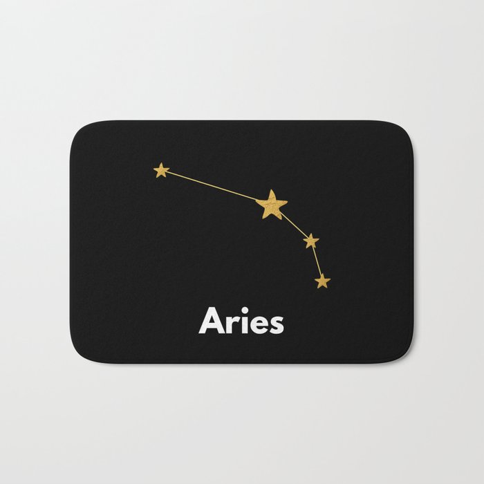 Aries, Aries Zodiac, Black Bath Mat