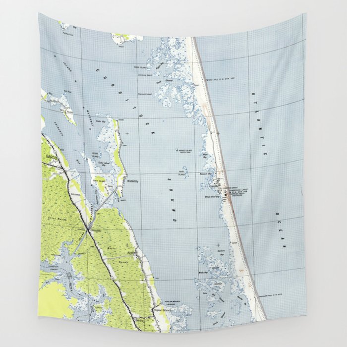Vintage Northern Outer Banks Map (1940) Wall Tapestry by BravuraMedia  Society6