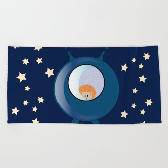 Hedgehog in space. Beach Towel