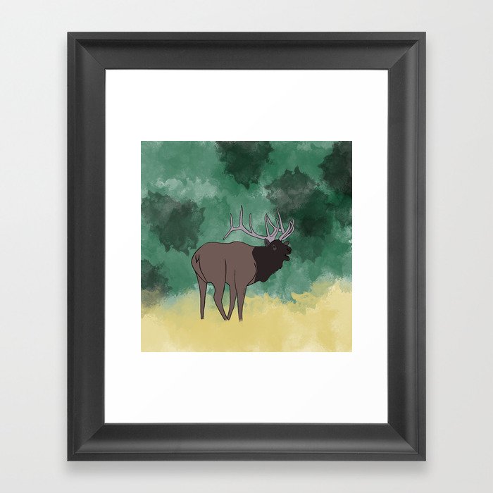 Bull Elk Bugling Framed Art Print | Drawing, Digital, Elk, Bugle, Bugling, Elk-bugling, Watercolor, Digital-drawing, Wilderness, Hunting