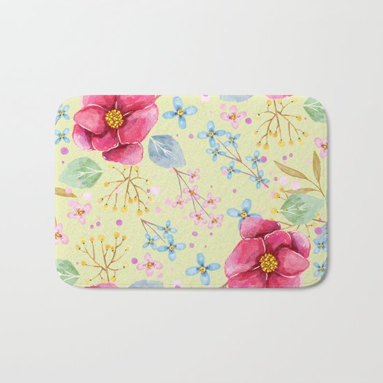 FLOWERS WATERCOLOR 5 Bath Mat
