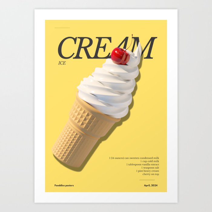Cherry on Top Ice Cream Art Print