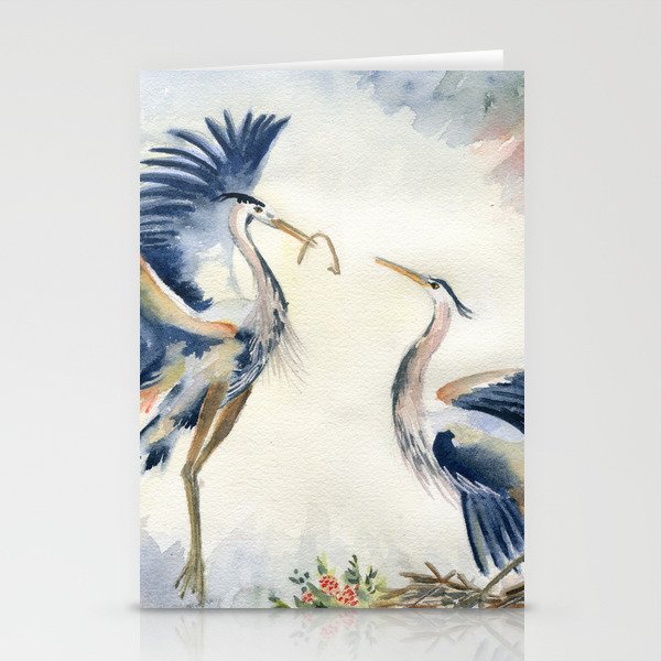 Great Blue Heron Couple Stationery Cards