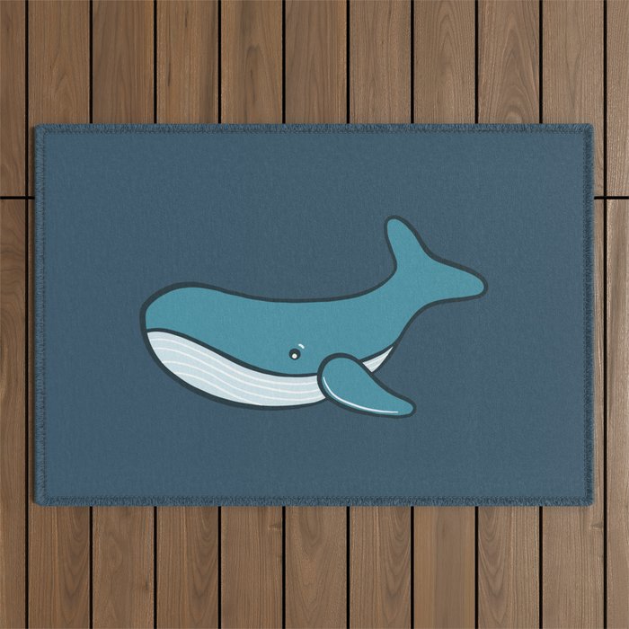 Cute whale in blue background Outdoor Rug