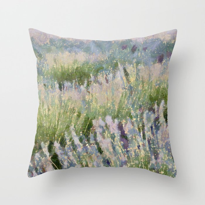 Lavender Fields Abstract Art  Throw Pillow