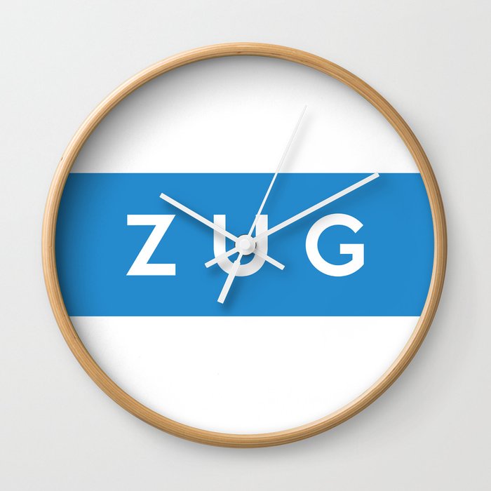 Zug Region Switzerland Country Flag Name Text Swiss Wall Clock By Tony4urban Society6