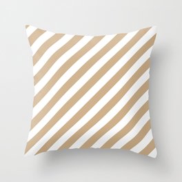Diagonal Stripes (Tan & White Pattern) Throw Pillow