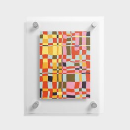 Retro 90s Bauhaus plaid abstract  Floating Acrylic Print