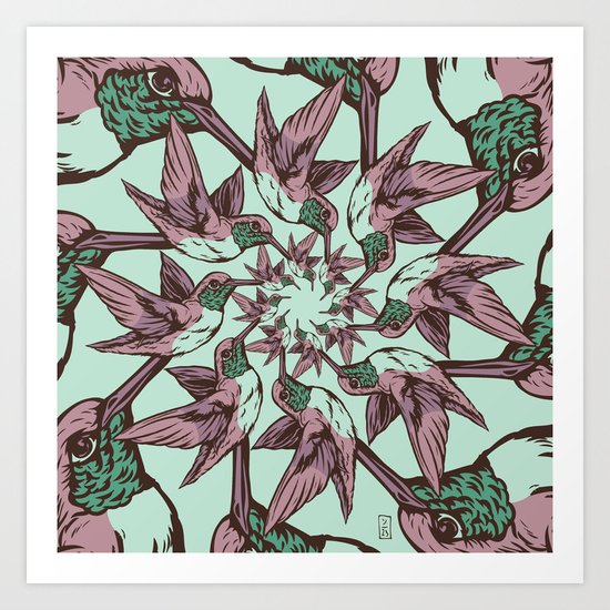Hummingbird Pattern Art Print