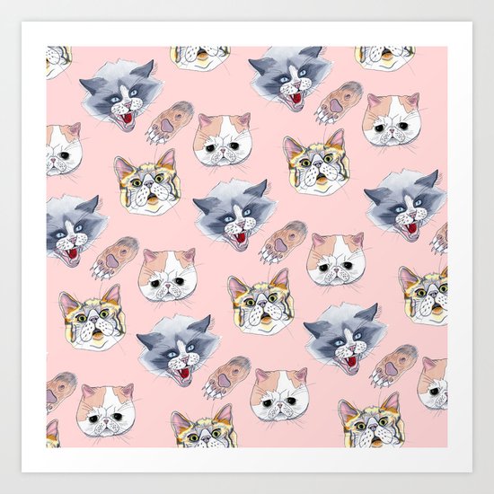 Cat Attack Art Print