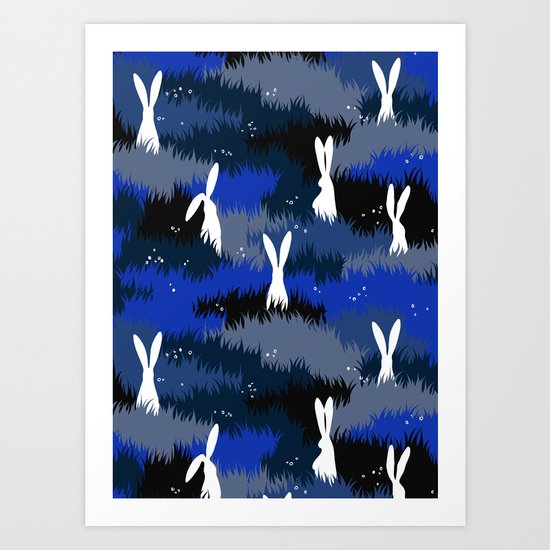 bunnies hiding in the grass Art Print