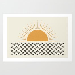 Sunrise Ocean -  Mid Century Modern Style Art Print
