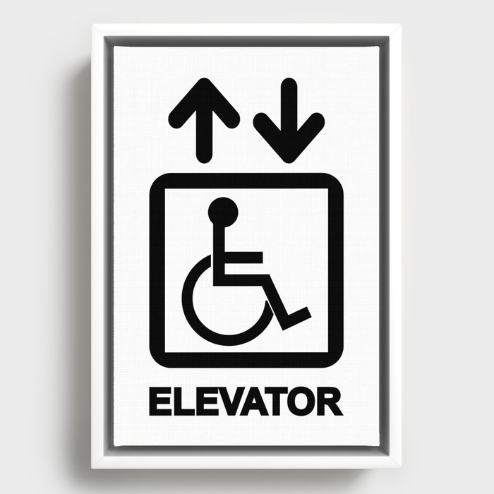 Disabled People Elevator Sign Framed Canvas