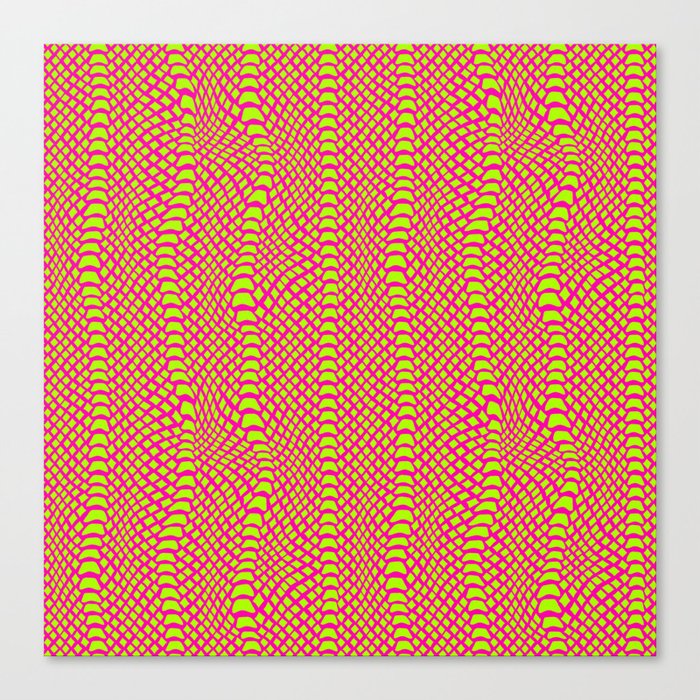Neon Green Pink Snake Skin Pattern Canvas Print