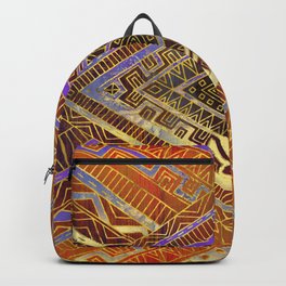 Tribal  Ethnic Boho Pattern burnt orange and gold Backpack
