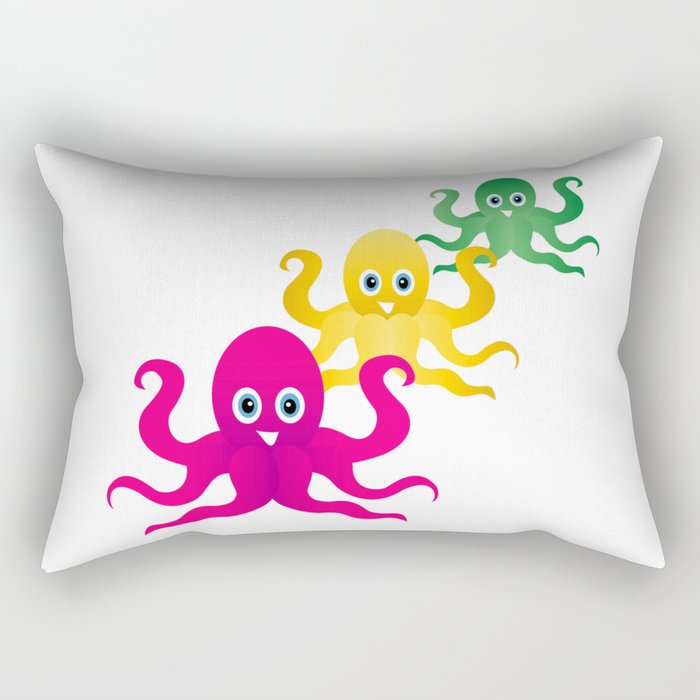 Three funny octopies Rectangular Pillow