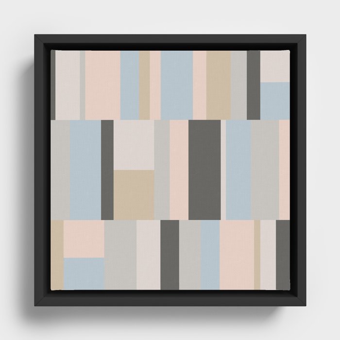 Pastel Shades Geometric Colorblock Pattern Framed Canvas