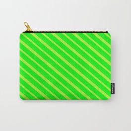 [ Thumbnail: Lime and Light Green Colored Lines/Stripes Pattern Carry-All Pouch ]
