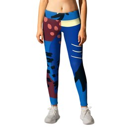 Blue And Eggplant-Brown Abstract Flora Designs   Leggings | Dec02, Graphicdesign, Blueabstract, Artsygraphicart, Bluerust Red, Turquoise Blueart, Blue Tealabstract 