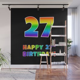 [ Thumbnail: HAPPY 27TH BIRTHDAY - Multicolored Rainbow Spectrum Gradient Wall Mural ]