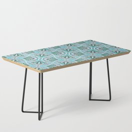 Textured Fan Tessellations in Mint and Cyan Coffee Table