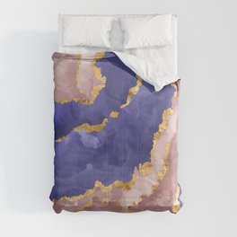 Very Peri and Lotus Alcohol Ink Abstract Comforter