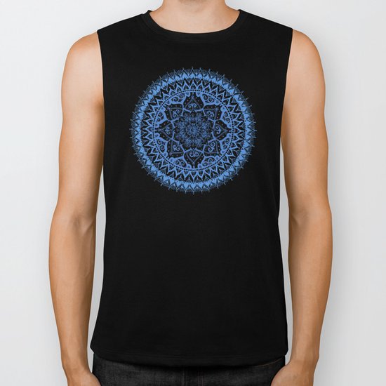 Yin Yang Mandala in Soft Blues Biker Tank