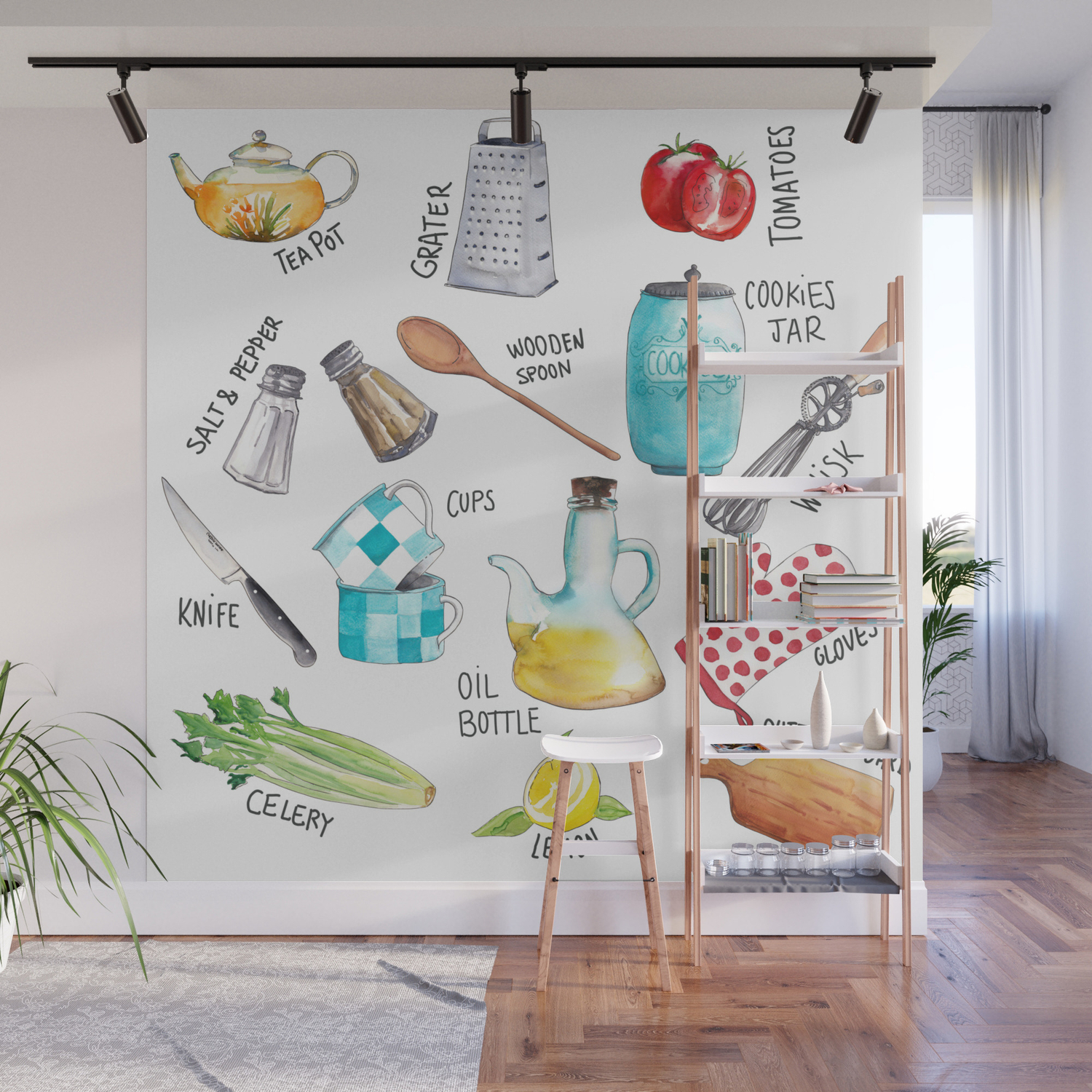 Kitchen Set Illustration Wall Mural By Malachi13 Society6