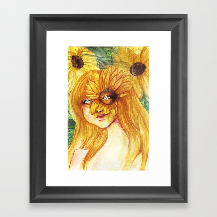 Sunflower Eyelashes Framed Art Print