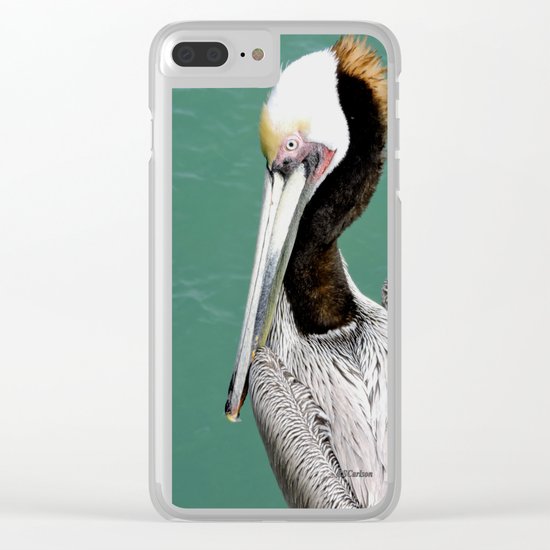 Brown Pelican Upstanding Clear iPhone Case