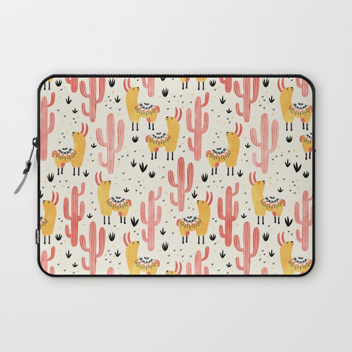 Yellow Llamas Red Cacti Laptop Sleeve