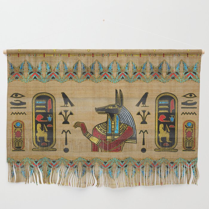 Egyptian Anubis Ornament on papyrus Wall Hanging