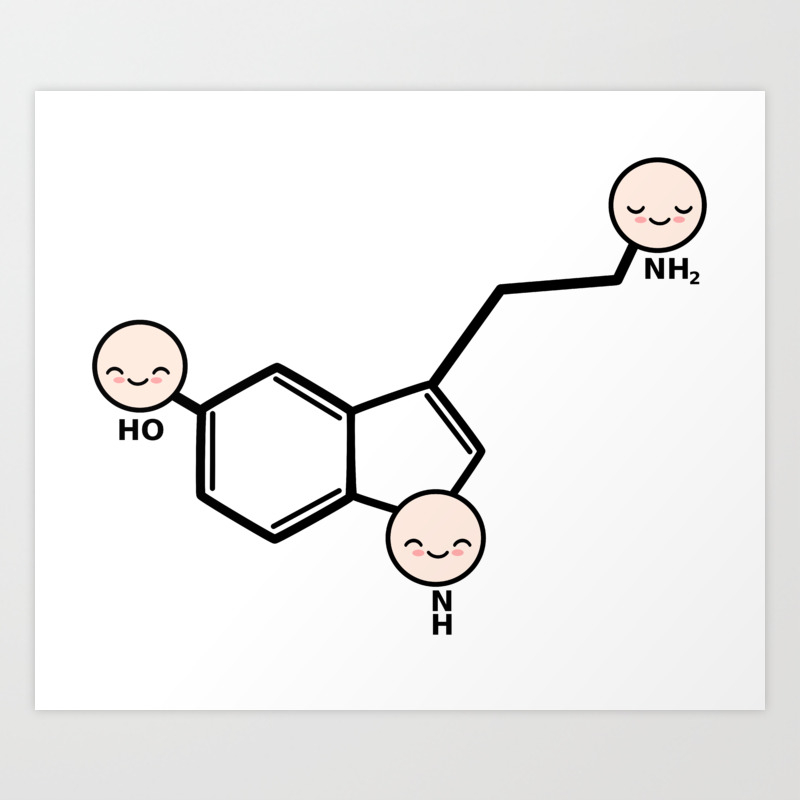 Cute Cartoon Serotonin Molecule Art Print By Alicevacca Society6