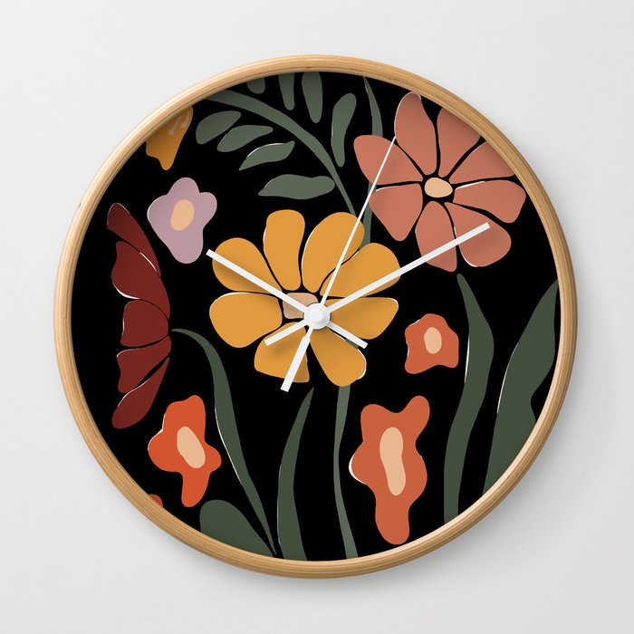 TROPICAL floral night Wall Clock