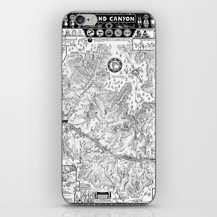 1931 Vintage Illustated Map of the Grand Canyon iPhone Skin by ginneko