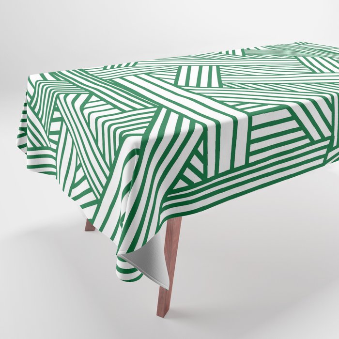 Sketchy Abstract (Olive & White Pattern) Tablecloth