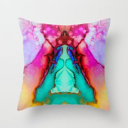 Retro Psychedelic Pink And Turquoise Lava Lamp/ Retro Pattern  Throw Pillow