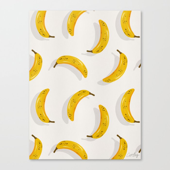 Banana Pattern – White Canvas Print