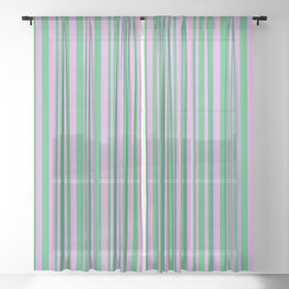 [ Thumbnail: Sea Green and Plum Colored Pattern of Stripes Sheer Curtain ]