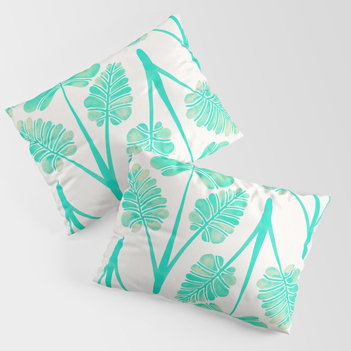 Tropical Palm Leaf Trifecta – Turquoise Palette Pillow Sham