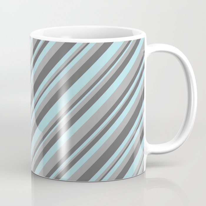 Dim Grey, Powder Blue, and Dark Grey Colored Striped Pattern Coffee Mug