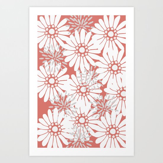 Summer Flowers Red Art Print