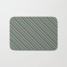 [ Thumbnail: Dim Gray and Dark Sea Green Colored Pattern of Stripes Bath Mat ]