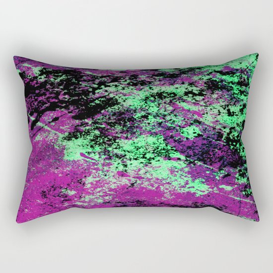 Colour Interaction II - Abstract purple, green and black textured, mixed media art Rectangular Pillow