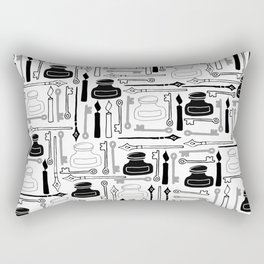 Writer pattern - pens and ink - black on white Rectangular Pillow