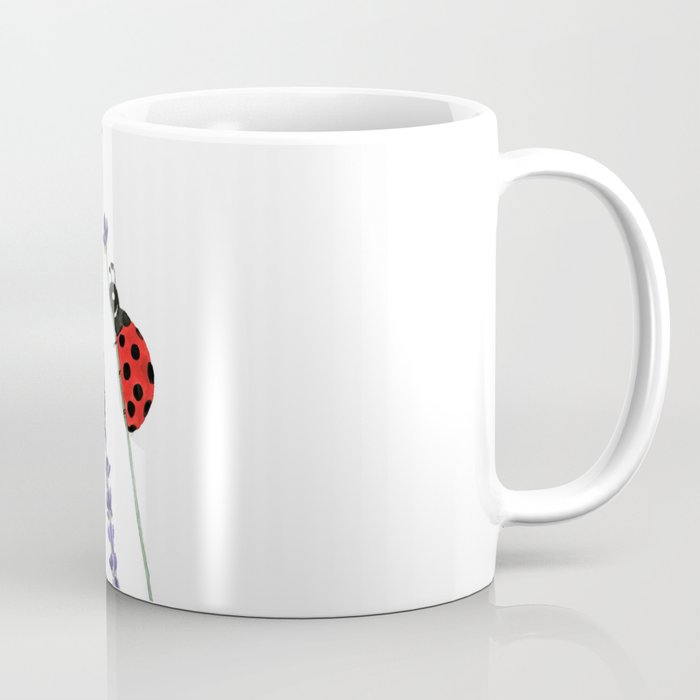 red ladybug and purple lavender Coffee Mug