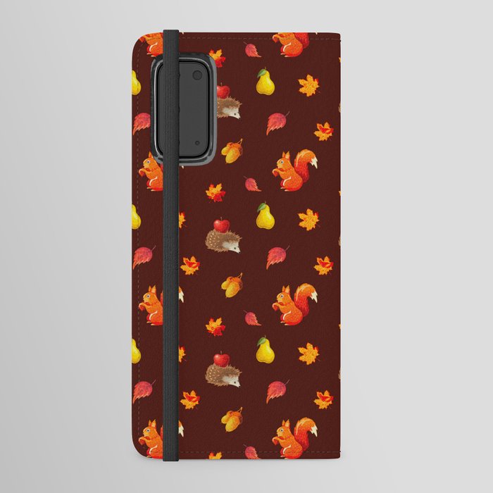 Hedgehog,squirrel,autumn pattern  Android Wallet Case
